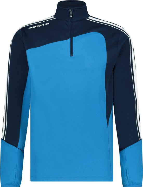 Masita | Zip-Sweater Forza - korte ritssluiting en duimgaten - SKY/NAVY BLUE - 164