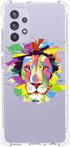 GSM Hoesje Geschikt voor Samsung Galaxy A32 4G | A32 5G Enterprise Editie Leuk TPU Back Cover met transparante rand Lion Color