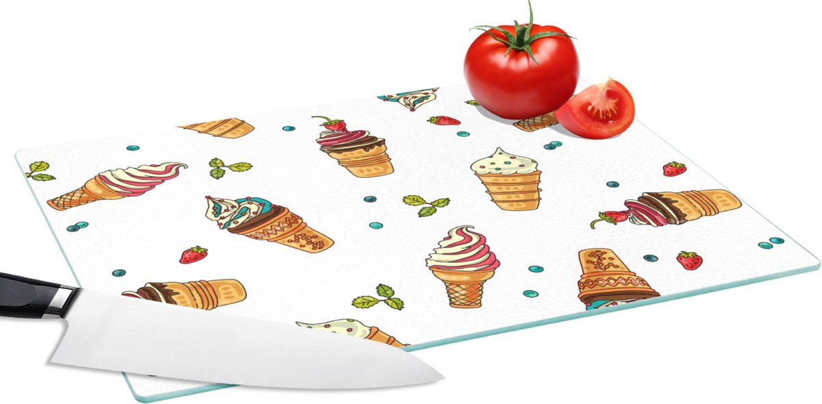 Glazen Snijplank - 39x28 - Patronen - Zomer - IJs - Snijplanken Glas