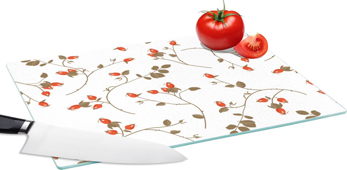 Glazen Snijplank - 39x28 - Patronen - Planten - Romantisch - Botanisch - Snijplanken Glas