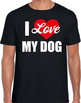 I love my dog / Ik hou van mijn hond t-shirt zwart - heren - Honden liefhebber cadeau shirt S