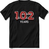 101 Years - Feest kado T-Shirt Heren / Dames - Rood / Grijs - Perfect Verjaardag Cadeau Shirt - grappige Spreuken, Zinnen en Teksten. Maat 3XL