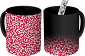 Magische Mok - Foto op Warmte Mokken - Koffiemok - Bloemen - Tak - Rood - Wit - Patronen - Magic Mok - Beker - 350 ML - Theemok