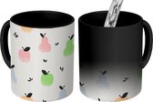 Magische Mok - Foto op Warmte Mokken - Koffiemok - Patronen - Fruit - Bladeren - Appel - Magic Mok - Beker - 350 ML - Theemok