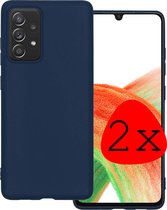 Hoes Geschikt voor Samsung A33 Hoesje Siliconen Back Cover Case - Hoesje Geschikt voor Samsung Galaxy A33 Hoes Cover Hoesje - Donkerblauw - 2 Stuks.