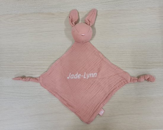 Jollein Speendoekje Bunny Ears Nougat met naam - knuffeldoekje konijn met geborduurde naam - gepersonaliseerd kraamcadeautje van Jollein — afbeelding 5