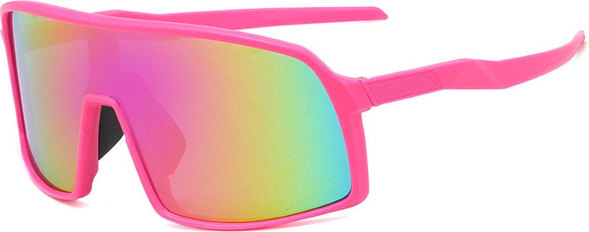 Garpex® Fietsbril - Sportbril - Polaroid Zonnebril - Zonnebril - Racefiets - Mountainbike - Motor - Roze Frame Paarse Lens