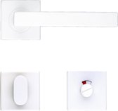 Witte deurklinken kubic shape met WC garnituur per paar
