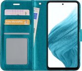 Hoes Geschikt voor Samsung A53 Hoesje Book Case Hoes Flip Cover Wallet Bookcase - Turquoise