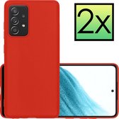 Samsung Galaxy A53 Hoesje Back Cover Siliconen Case Hoes - Rood - 2x