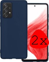 Samsung Galaxy A53 Hoesje Donker Blauw Siliconen - Samsung Galaxy A53 Case Back Cover Donker Blauw Silicone - Samsung Galaxy A53 Hoesje Siliconen Hoes Donker Blauw - 2 Stuks