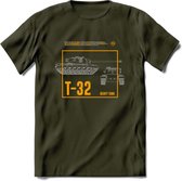 T32 Heavy tank leger T-Shirt | Unisex Army Tank Kleding | Dames / Heren Tanks ww2 shirt | Blueprint | Grappig bouwpakket Cadeau - Leger Groen - S