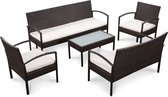 vidaXL 5-delige Loungeset met kussens poly rattan bruin