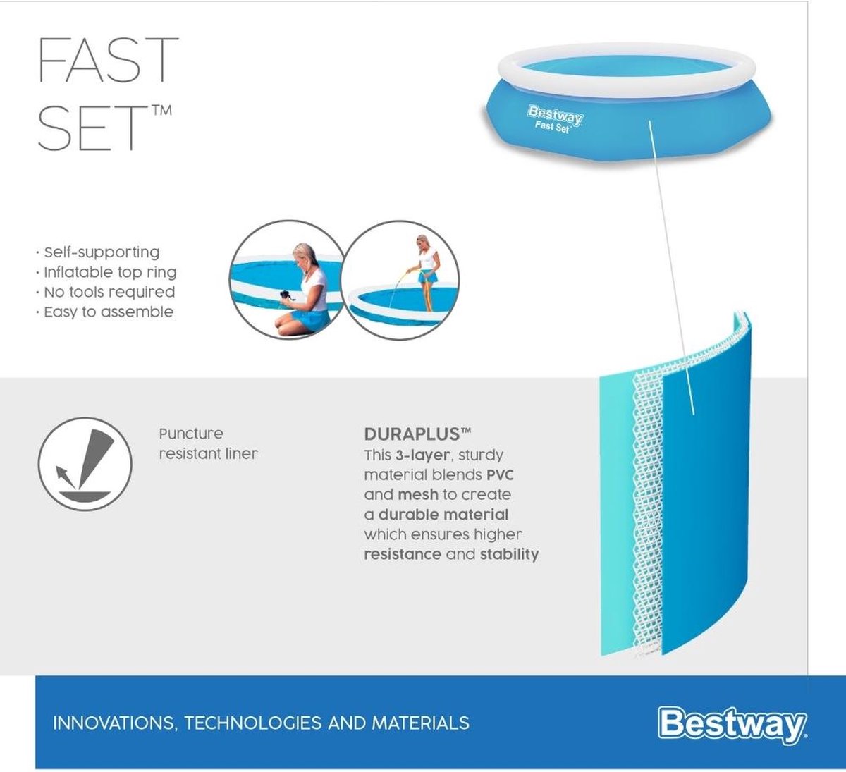 Bestway Fast Set inflatable pool with filter pump - Ø 305 x 66 cm