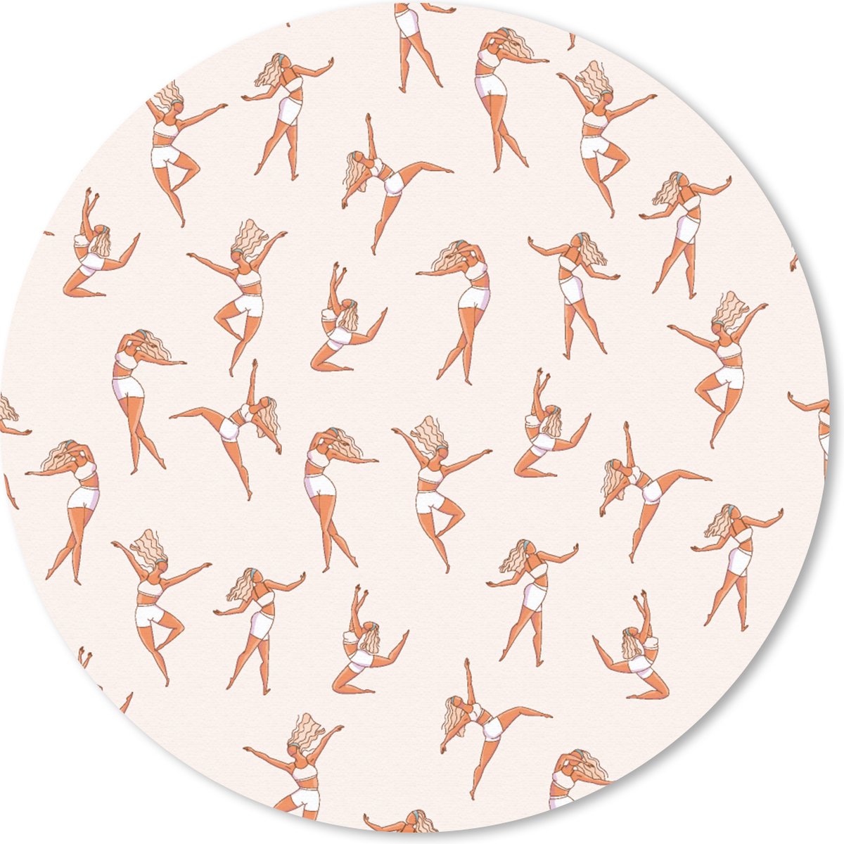 Muismat rond 50x50 cm - Mousepad Dans - Danseres - Vrouw - Patroon - Ronde muismatten