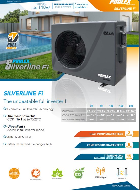 Pompe à chaleur Poolex Silverline Fi 150 Inverter | bol.com