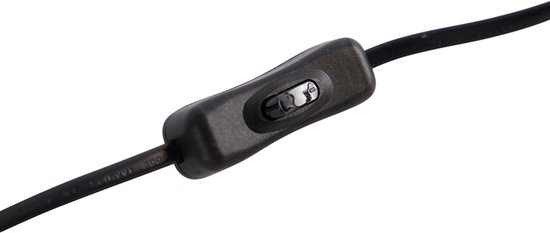 Interrupteur marche/arrêt noir sur le cordon d'une lampe.