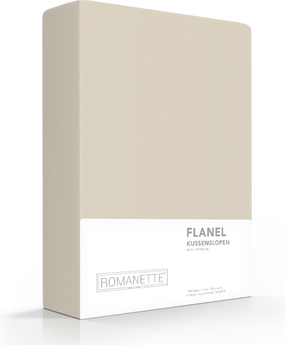 Romanette - Flanel - Kussenslopen - Set van 2 - 60x70 cm - Zand