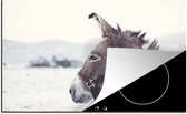 KitchenYeah® Inductie beschermer 81.2x52 cm - Ezel in de sneeuw - Kookplaataccessoires - Afdekplaat voor kookplaat - Inductiebeschermer - Inductiemat - Inductieplaat mat