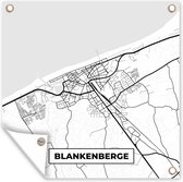 Tuinposters Stadskaart – Plattegrond – België – Zwart Wit – Blankenberge – Kaart - 50x50 cm - Tuindoek - Buitenposter