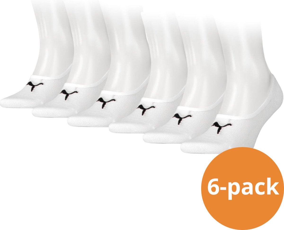 Puma Footies 6 paar Unisex Invisible Sokken Wit