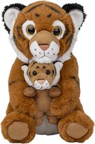 Pluche familie Tijgers knuffels van 22 cm - Dieren speelgoed knuffels cadeau - Moeder en jong knuffeldieren