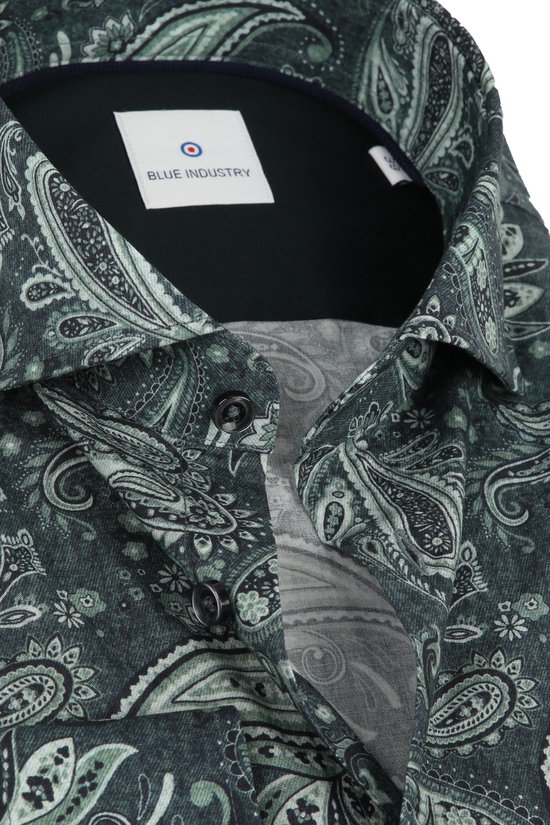 Blue Industry - Chemise Vert Paisley - 38 - Homme - Coupe slim
