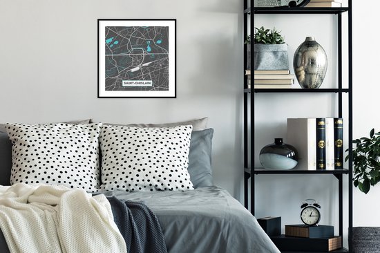 Cadre photo avec Poster - Carte - Plan - Plan de ville - Saint Ghislain - België - Grijs - 40x40 cm - Cadre pour poster