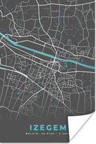 Affiche België – Izegem – City Map – Map – Blauw – Carte - 60x90 cm