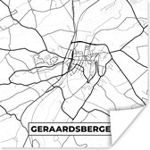 Poster Zwart Wit – België – Plattegrond – Stadskaart – Kaart – Geraardsbergen - 30x30 cm