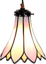 LumiLamp Hanglamp Tiffany Ø 15x115 cm Roze Beige Glas Metaal Hanglamp Eettafel