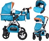 Cangaroo Luxor Blue 3-in-1 Combi Kinderwagen incl. Autostoel