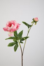 Kunstbloem Pioen - topkwaliteit decoratie - Roze - zijden tak - 73 cm hoog