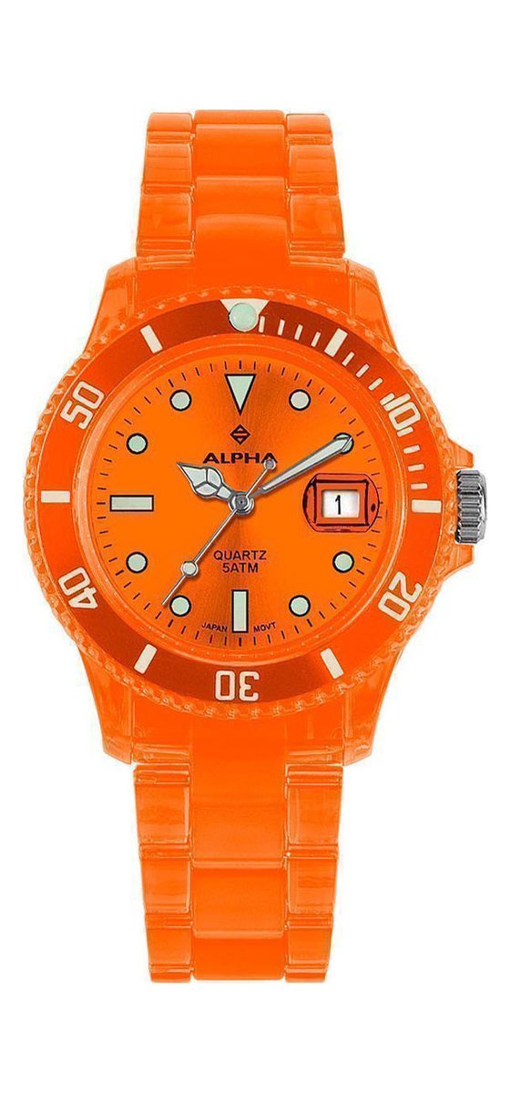 Alpha Saphir 250D Horloge - Kunststof - Oranje - Ø 43 mm