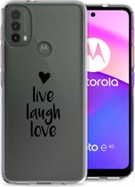 iMoshion Design voor de Motorola Moto E30 / E40 hoesje - Live Laugh Love - Zwart
