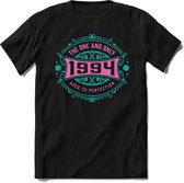 1994 The One And Only | Feest Kado T-Shirt Heren - Dames | Cobalt - Licht Roze | Perfect Verjaardag Cadeau Shirt | Grappige Spreuken - Zinnen - Teksten | Maat S