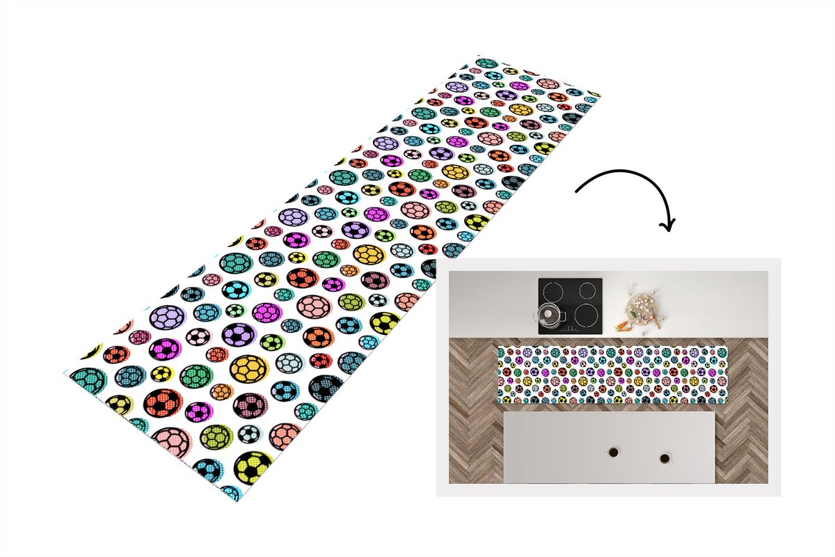 Keukenloper - Loper keuken - Patronen - Voetbal - Sport - 240x60 cm - Keukenloper vinyl