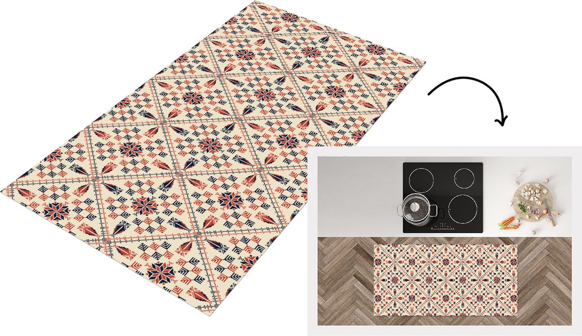 KitchenYeah Keukenloper - Loper keuken - Abstract - Bloemen - Design - 120x60 cm - Keukenloper vinyl Multicolor