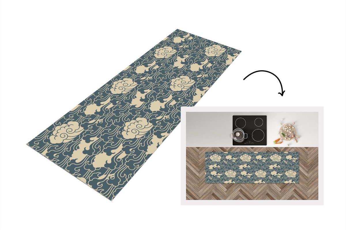 KitchenYeah Keukenloper - Loper keuken - Design - Noors - Wolken - Keukenloper vinyl multicolor, foto 3