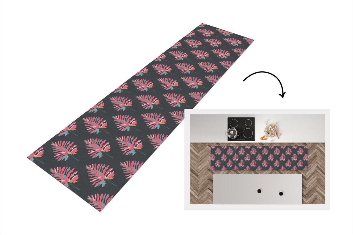 KitchenYeah Keukenloper - Loper keuken - Blad - Boom - Patroon - Roze - Keukenloper vinyl, foto 7