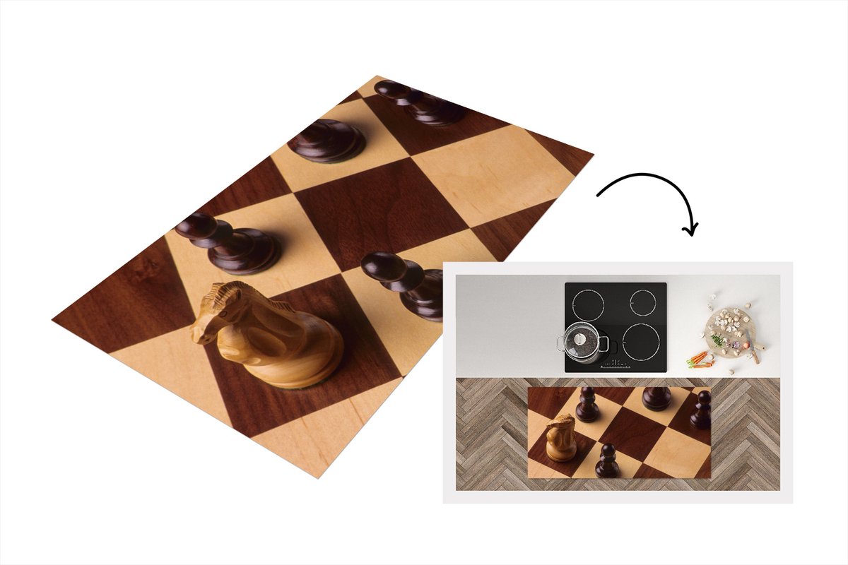 KitchenYeah Keukenloper - Loper keuken - Het schaakbord gedurende een potje schaken - 120x60 cm - Keukenloper vinyl Multicolor