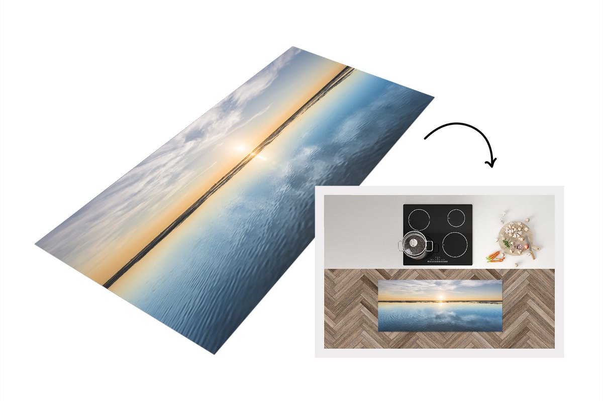 KitchenYeah Keukenloper - Loper keuken - Waddeneilanden - Water - Zon - 120x50 cm - Keukenloper vinyl Multicolor