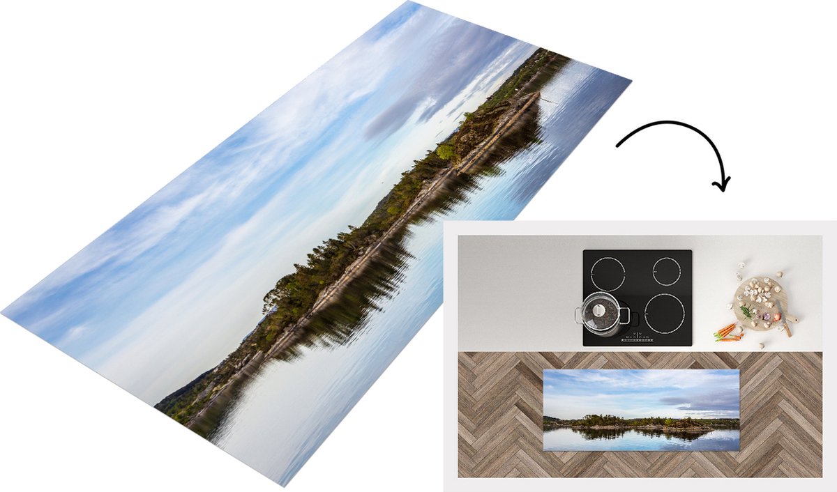 KitchenYeah Keukenloper - Loper keuken - Noordzee - Noorwegen - Bomen - 120x50 cm - Keukenloper vinyl Multicolor
