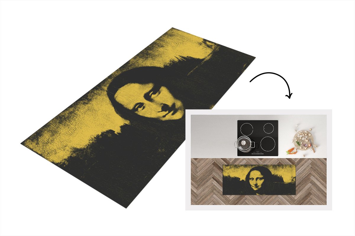 KitchenYeah Keukenloper - Loper keuken - Mona Lisa - Leonardo da Vinci - Schilderij - 120x50 cm - Keukenloper vinyl Multicolor
