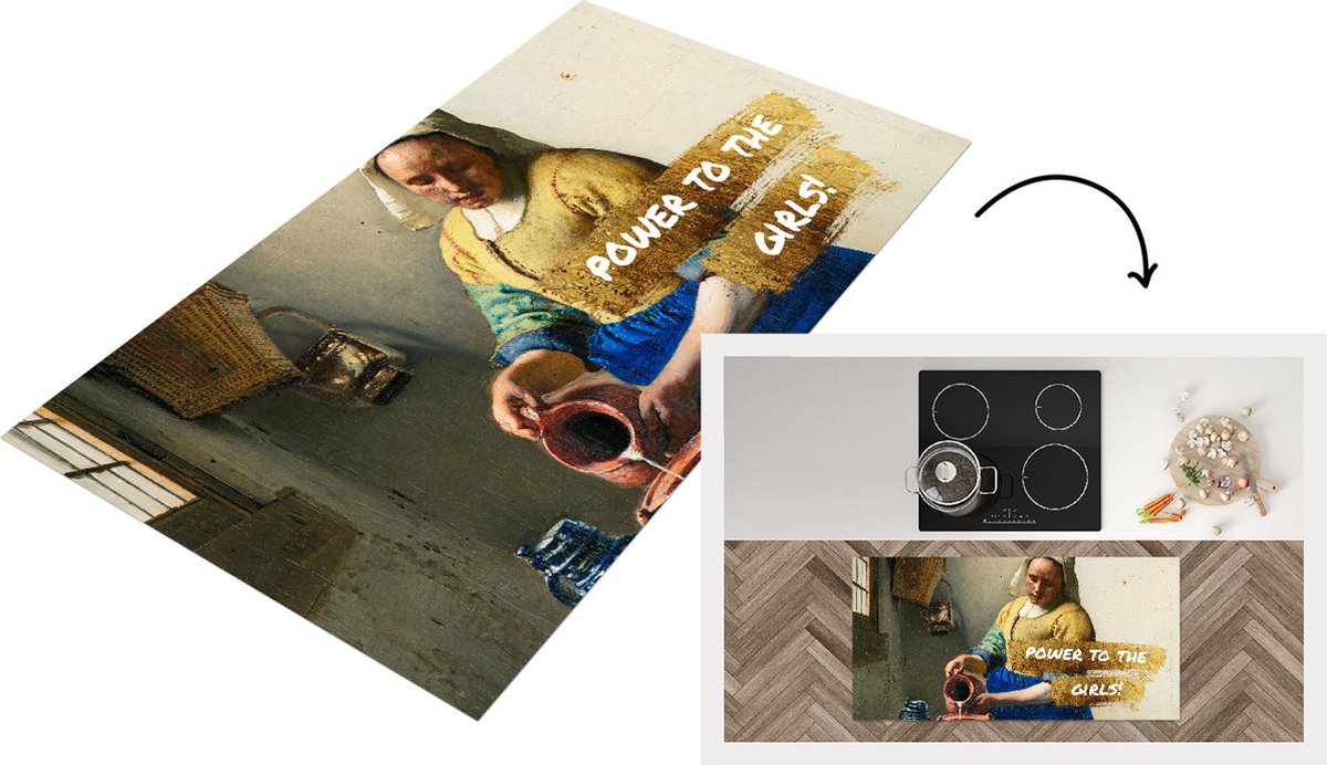 KitchenYeah Keukenloper - Loper keuken - Melkmeisje - Goud - Quote - 120x60 cm - Keukenloper vinyl Multicolor