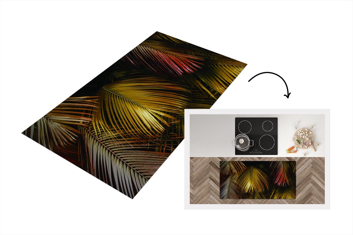 KitchenYeah Keukenloper - Loper keuken - Jungle - Goud - Palmblad - Keukenloper vinyl, foto 2