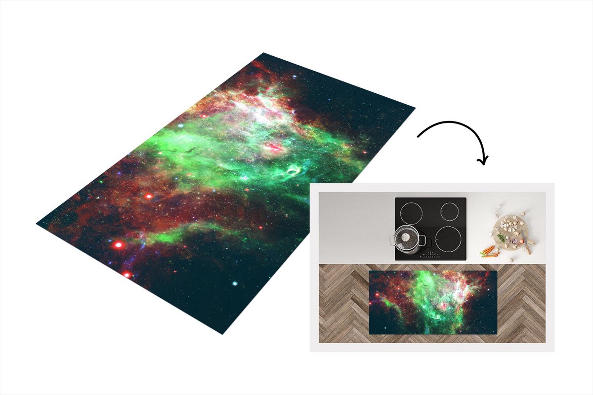 KitchenYeah Keukenloper - Loper keuken - Ruimte - Licht - KLeuren - 120x60 cm - Keukenloper vinyl Multicolor
