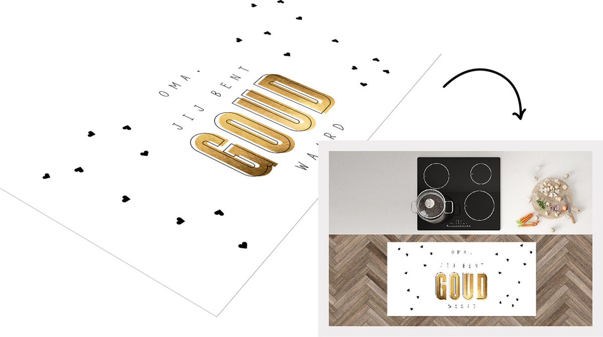 KitchenYeah Keukenloper - Loper keuken - Spreuken - Quotes Jij bent goud waard - Oma - Moederdag - 120x60 cm - Keukenloper vinyl