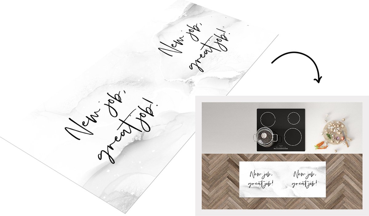 KitchenYeah Keukenloper - Loper keuken - New job, great job! - Spreuken - Quotes - Keukenloper vinyl Multicolor