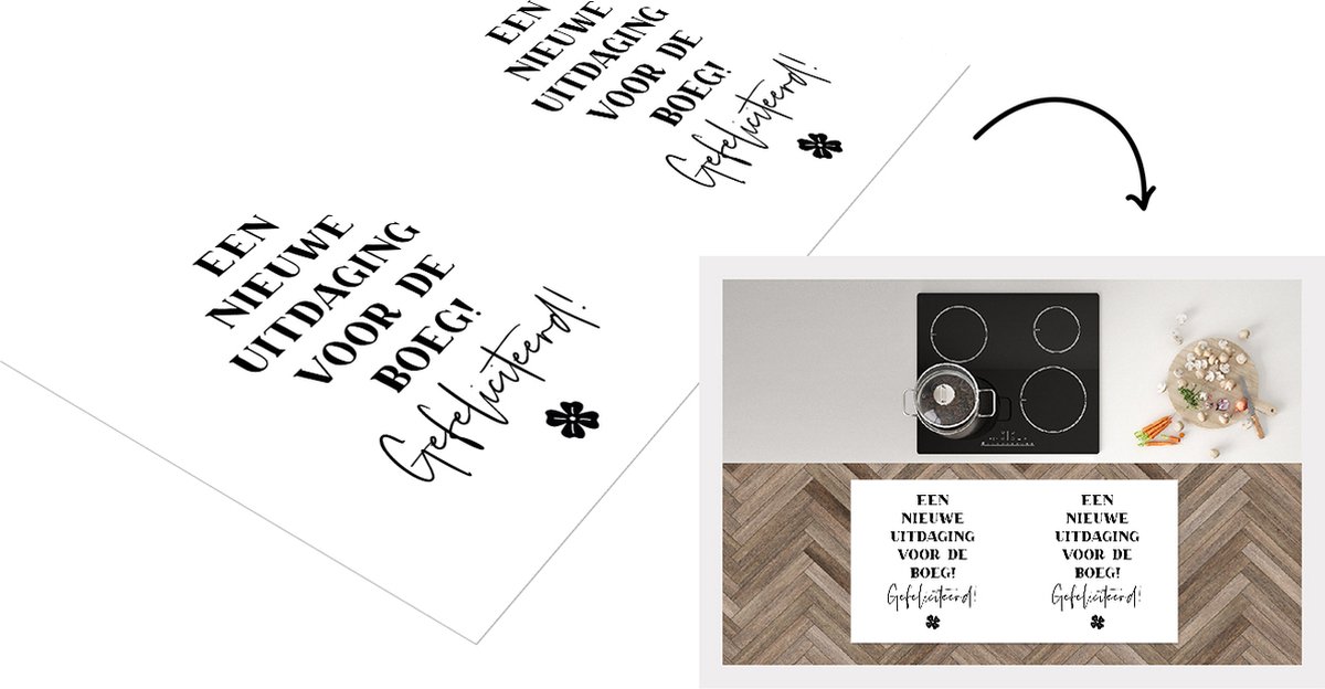 KitchenYeah Keukenloper - Loper keuken - Quotes - Spreuken - Een nieuwe uitdaging voor de boeg! Gefeliciteerd! - 120x60 cm - Keukenloper vinyl Multicolor